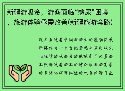 新疆游吸金，游客面临“憋尿”困境，旅游体验亟需改善(新疆旅游套路)
