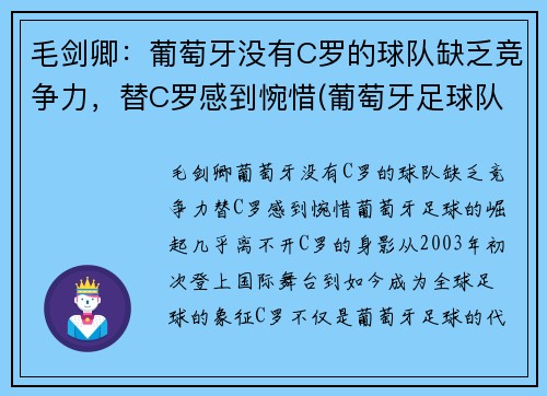 毛剑卿：葡萄牙没有C罗的球队缺乏竞争力，替C罗感到惋惜(葡萄牙足球队队长c罗)